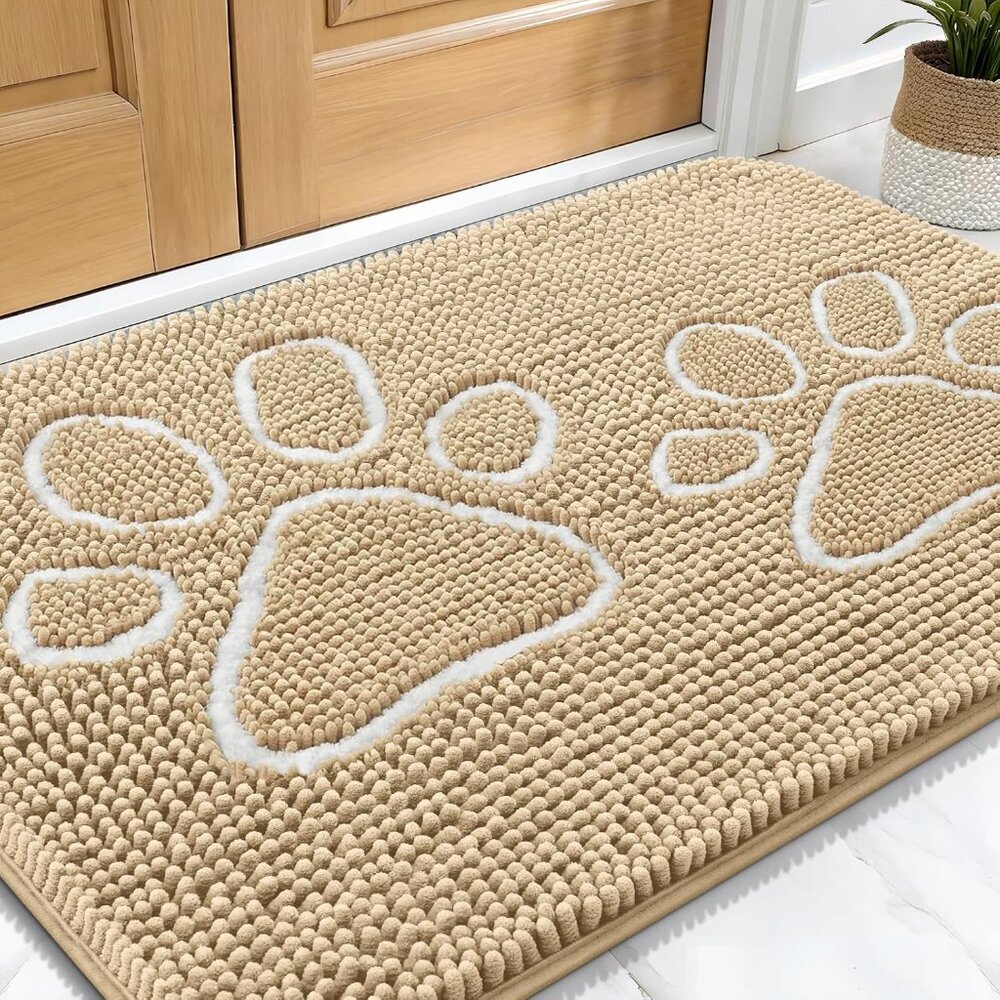 Dog Door Mat for Muddy Paws 30x20, Absorbent Dirt Trapper Non-Slip Washable Door